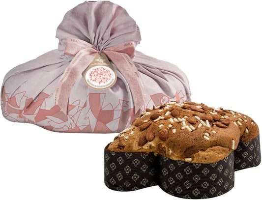 Classic Fiasconaro Colomba with fresh candied oranges covered with icing and almonds, 2 Kg Fiasconaro