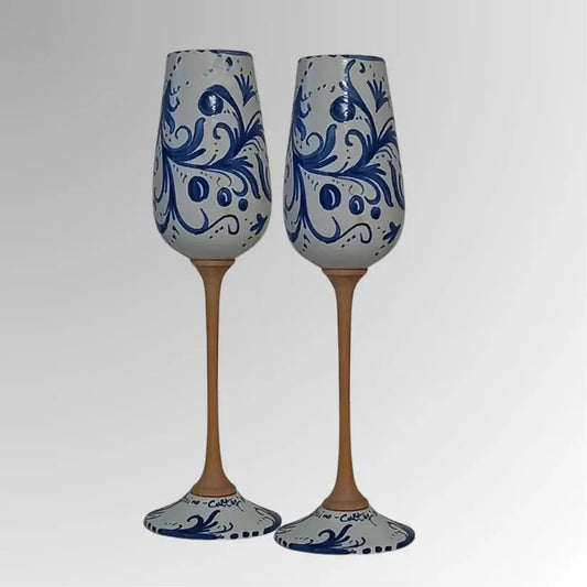 Coppia Flute Volute in Ceramica Artistica di Caltagirone Ceramica Food in Sicily