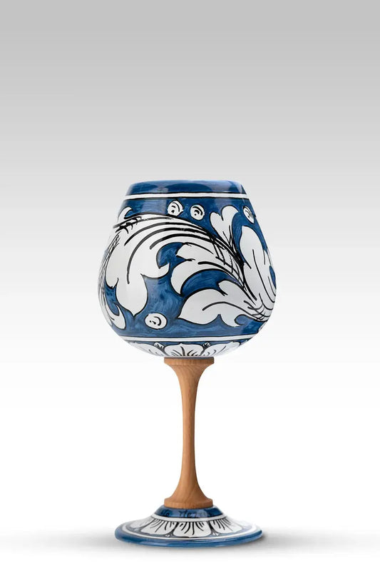 Calice Ornato in Ceramica Artistica di Caltagirone, vari colori Ceramica Food in Sicily Calice Singolo Blu