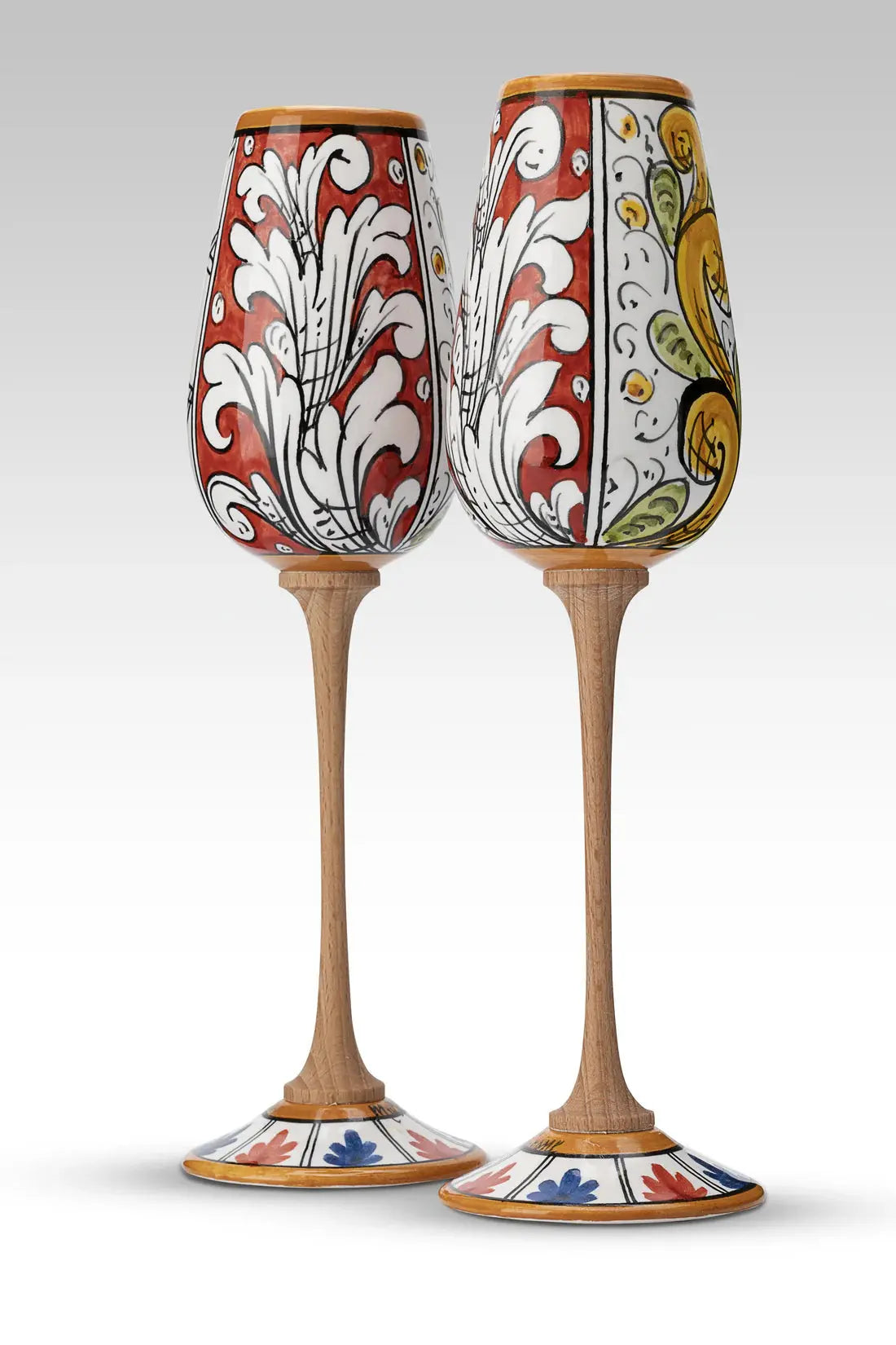 Coppia Flute Diapositive in Ceramica Artistica di Caltagirone Ceramica Food in Sicily