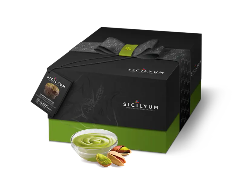 Panettone mit sizilianischer Pistaziencreme und überzogen mit dunkler Schokolade, Sicilyum, 1 kg Sicilyum