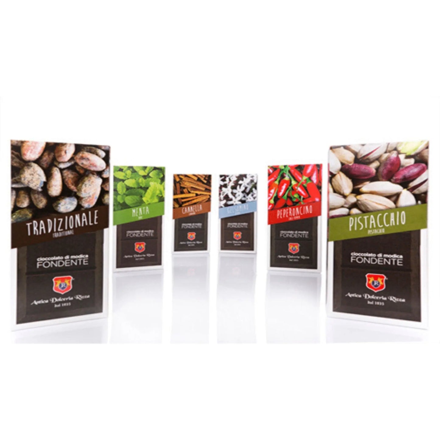 Confezione di 6 tavolette di Cioccolato di Modica IGP, gusti vari, 100 gr, Antica Dolceria Rizza Cioccolato di Modica Antica Dolceria Rizza