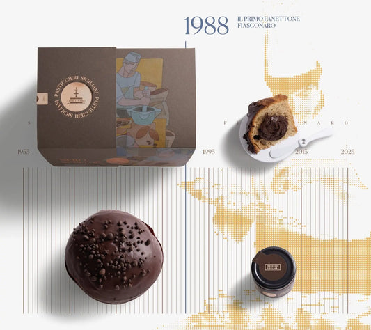 Panettone Fiasconaro Nero Sublime al cioccolato siciliano e fragoline di bosco , 1 Kg Fiasconaro