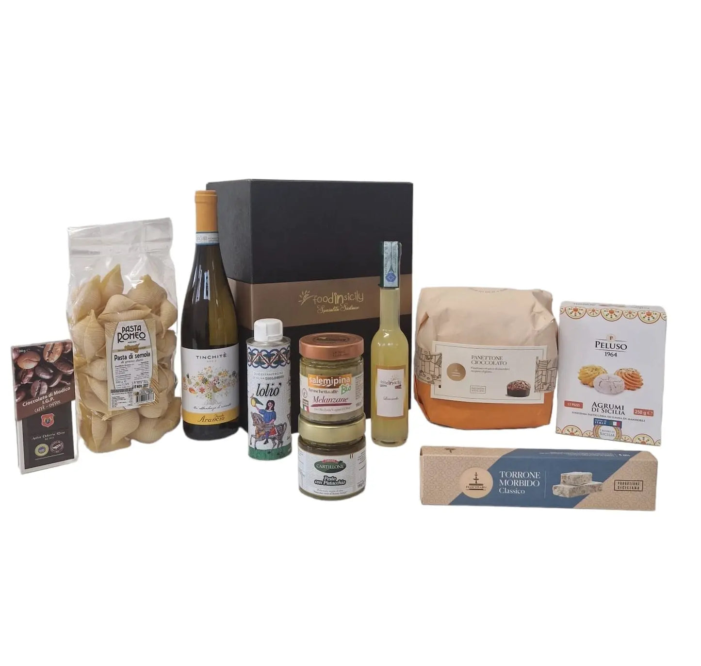 Confezione regalo natalizia "Profumi di Sicilia" con 10 specialità siciliane Confezione regalo natalizia Food in Sicily