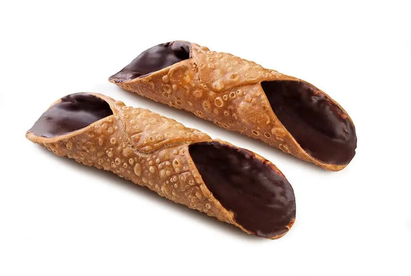 Cialde Cannoli Siciliani artigianali SENZA GLUTINE con Interno Cioccolato cm 13, Box da 50 pezzi Food in Sicily