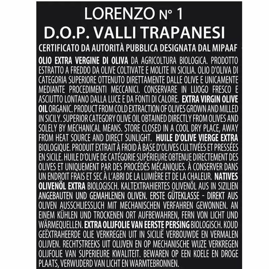 Geschenkbox mit Bio-Olivenöl extra vergine - LORENZO LINE N. 1 D.O.P. „Valli Trapanesi“, 500 ml, mit Oleifici Barbera ausgezeichnet