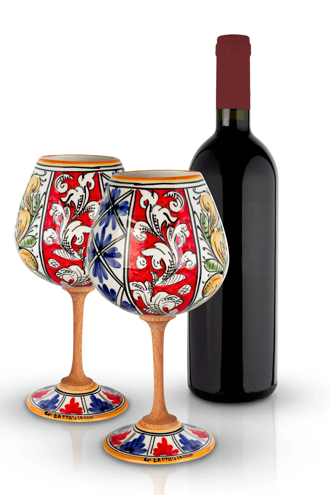 Calice Diapositive in Ceramica Artistica di Caltagirone Ceramica Food in Sicily Coppia di Calici