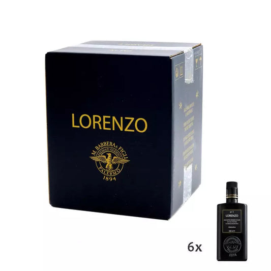 Pack de 6 Bouteilles d'Huile d'Olive Extra Vierge Biologique - LIGNE LORENZO N. 1 D.O.P. "Valli Trapanesi", 500 ml x 6 Oleifici Barbera primé