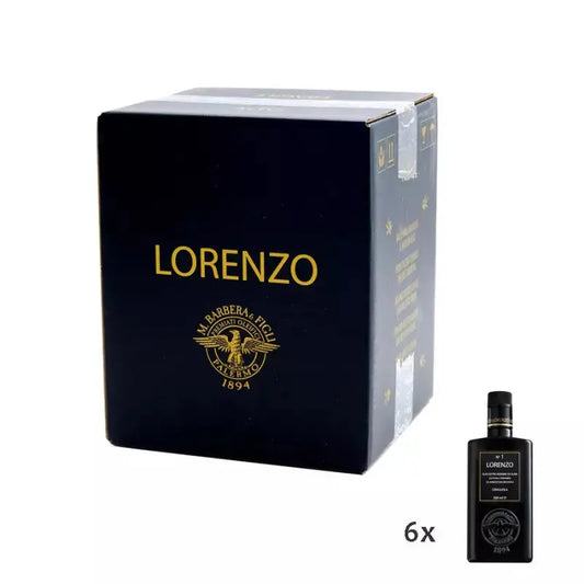 Confezione 6 Bottiglie Olio Extravergine di Oliva Biologico- LINEA LORENZO N. 1 D.O.P. "Valli Trapanesi", 500 ml x 6 Premiati Oleifici Barbera