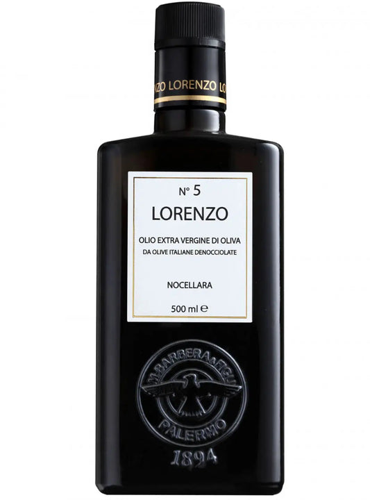 Olio Extravergine di Oliva Biologico- LINEA LORENZO N. 5 da Olive Denocciolate, 500 ml Condimenti Premiati Oleifici Barbera