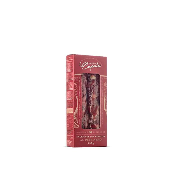 Salsiccia dei Nebrodi al Pepe Nero, Salumi Caputo, 250 gr Salumi Salumi Lipari