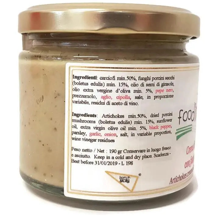 Artichoke and porcini mushroom cream, 190 gram jar Food in Sicily