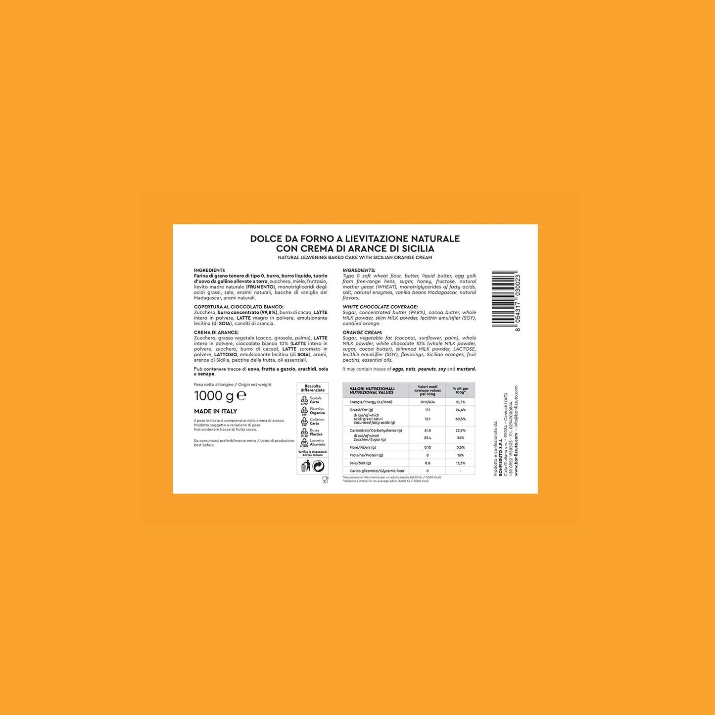 Colomba Bonfissuto all' Arancia di Sicilia, 1kg Bonfissuto