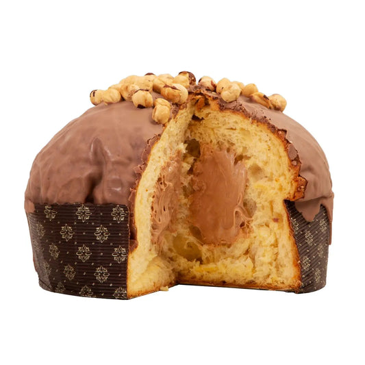 Panettone Artigianale alle Nocciole farcito con Crema di Nocciole ,1 Kg , Food in Sicily Food in Sicily