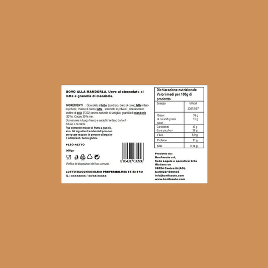Uovo di Pasqua alla Mandorla, 500 gr Bonfissuto