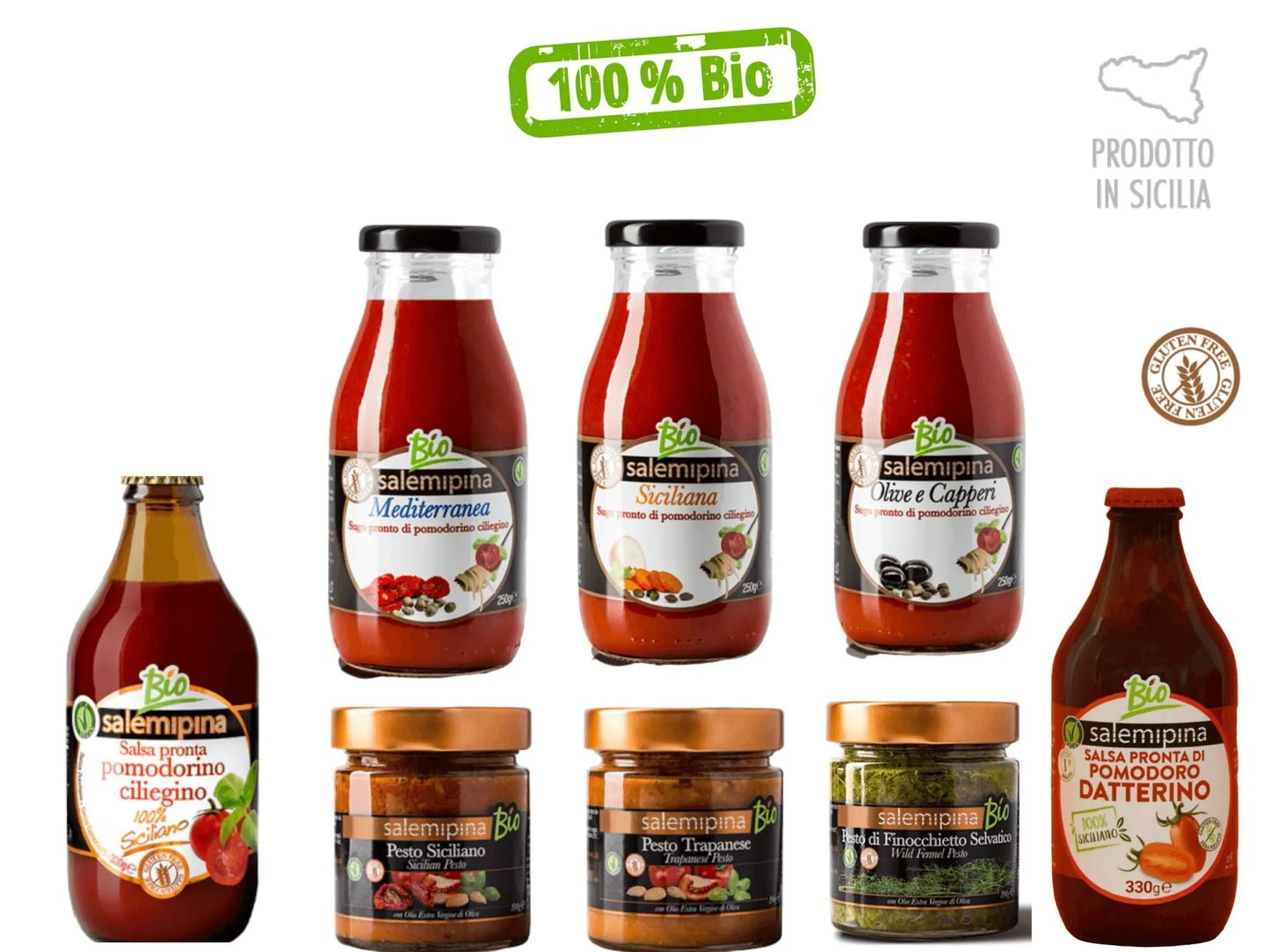 Box 8 x Sughi e Pesti Biologici Siciliani Pack dispensa Salemipina