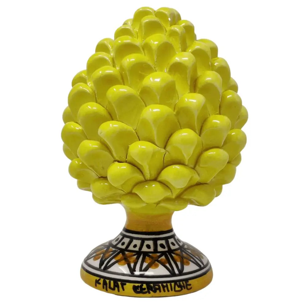Pigna Giallo Sole di Sicilia in Ceramica artistica di Caltagirone, h 15 cm Ceramica Kalat Ceramiche