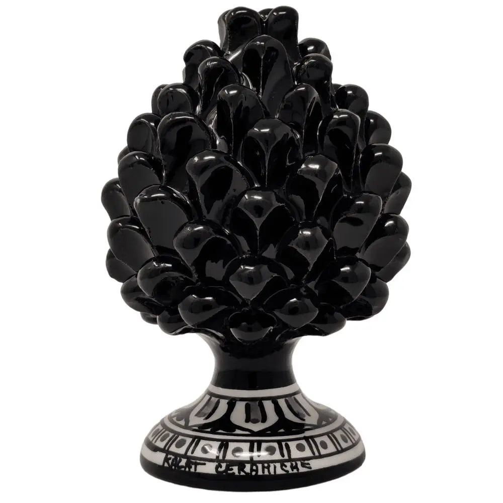 Pigna Nero Pietra dell'Etna in Ceramica artistica di Caltagirone, h 15 cm Ceramica Kalat Ceramiche