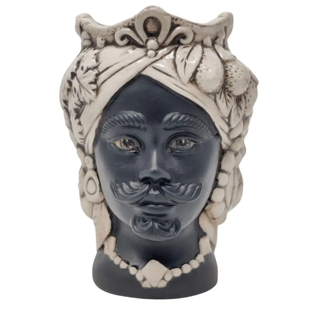 Testa di Moro, Uomo, Nero, Kalat Ceramiche, Uomo, h 13 cm Ceramica Kalat Ceramiche