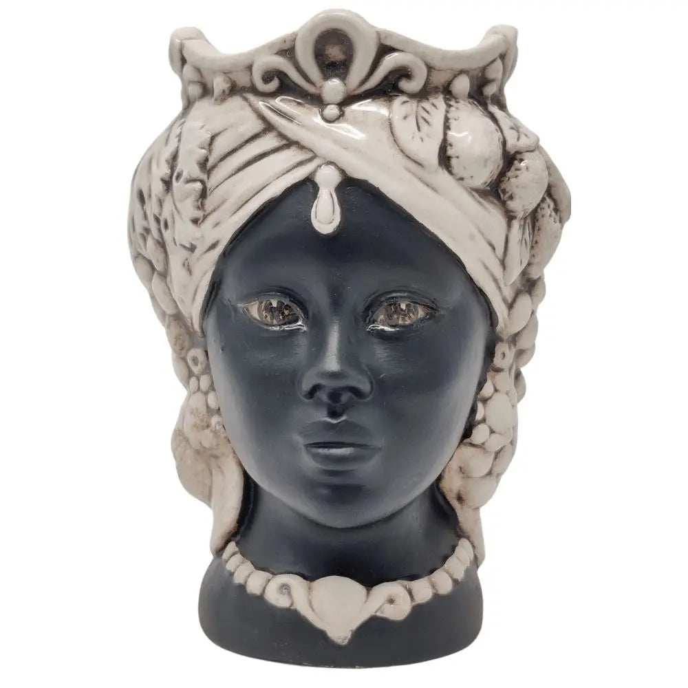 Testa di Moro, Donna, Nero, Kalat Ceramiche, h 13 cm Ceramica Kalat Ceramiche