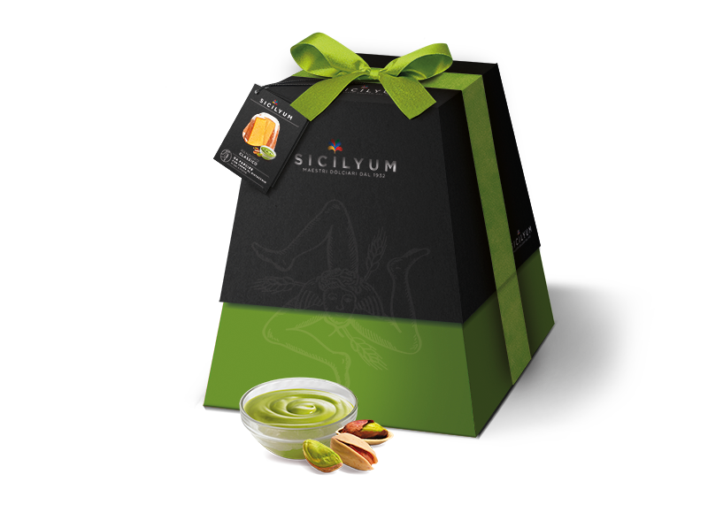 Pandoro con crema al Pistacchio di Sicilia  , Sicilyum, 1 Kg Sicilyum