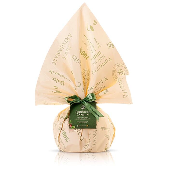 Panettone PanBacco Retrò Classico con uvetta e pistacchi, 1 Kg , Bacco Dolci tipici siciliani Bacco 