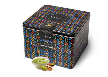 Panettone con crema al Pistacchio di Sicilia e ricoperto di Cioccolato fondente , Sicilyum, 1 Kg Sicilyum