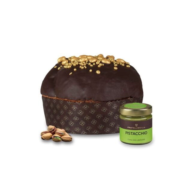 Panettone al Pistacchio con vasetto di crema di pistacchio , Fratelli Sicilia, 1 Kg Fratelli Sicilia