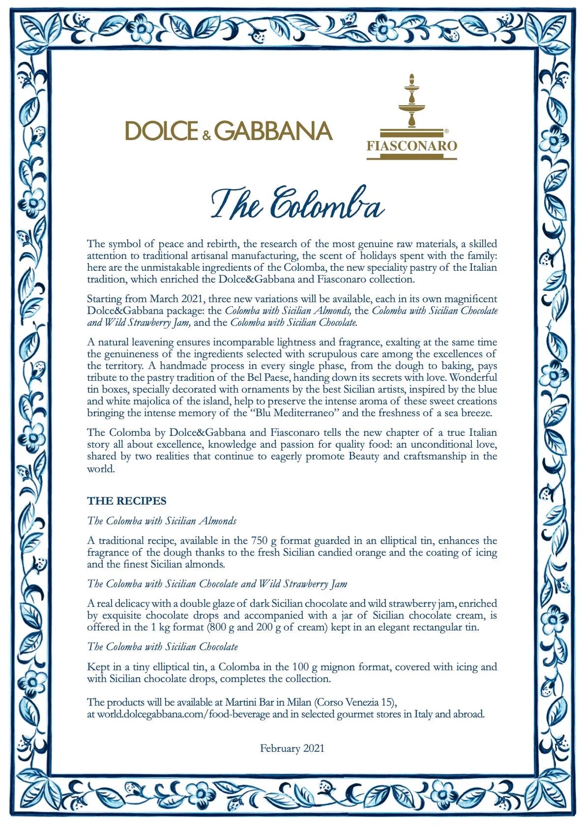 Colomba Fiasconaro Dolce & Gabbana al Cioccolato di Sicilia, 100 gr Fiasconaro 