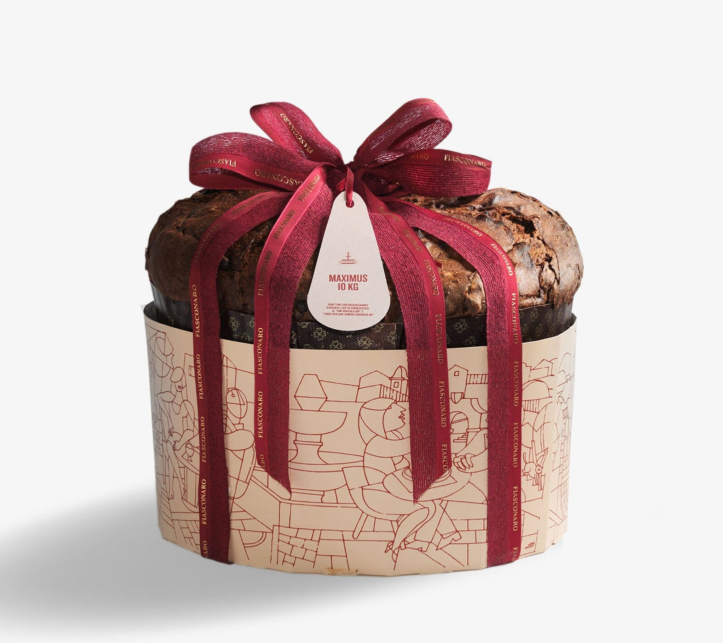 Panettone Fiasconaro Maximus con uvetta aromatizzata al Marsala e Zibibbo, varie grammature Fiasconaro Panettone Fiasconaro tradizionale Maximum con uvetta aromatizzata al Marsala e Zibibbo 10 Kg 