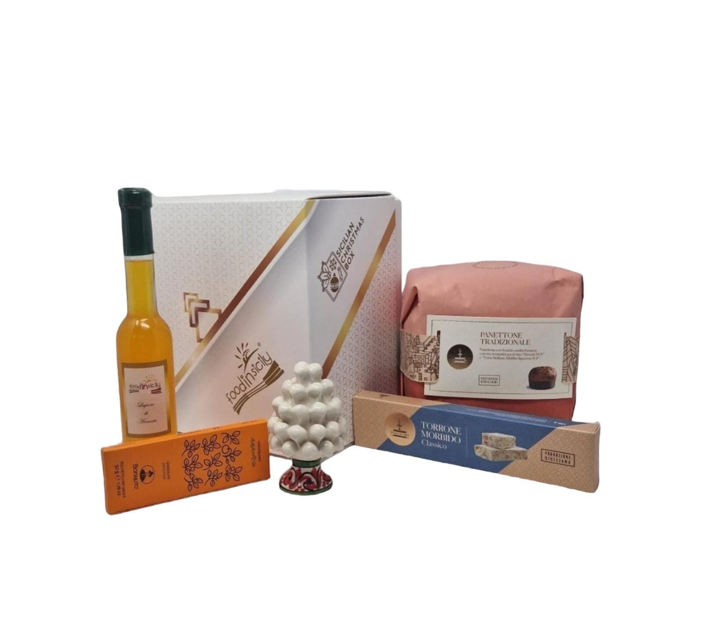 Confezione regalo natalizia "Sicilian Christmas Box" con 5 prodotti siciliani di alta qualità Confezione regalo natalizia Food in Sicily 