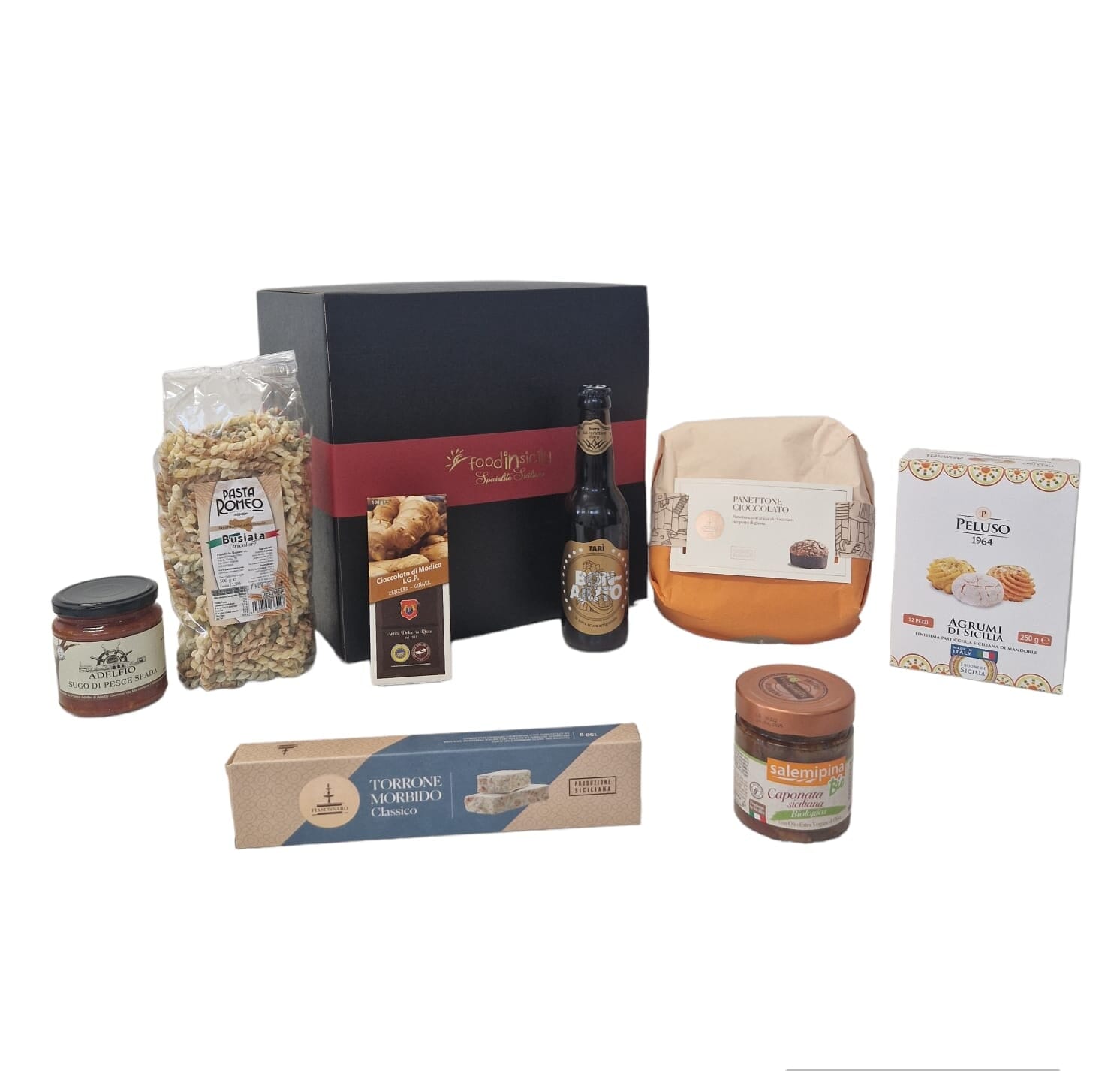 Confezione regalo natalizia "Favignana" con 7 prodotti Confezione regalo natalizia Food in Sicily 