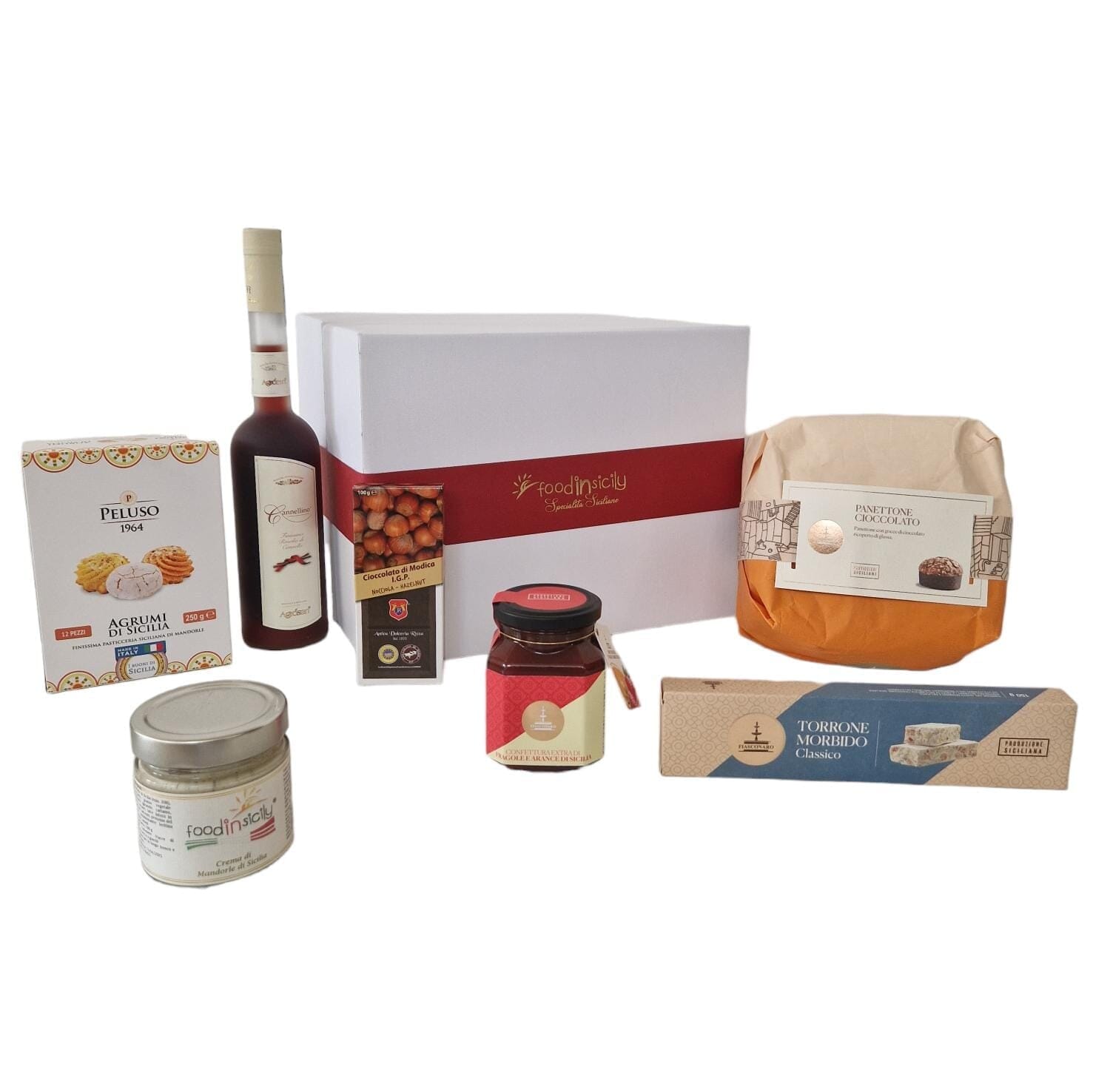 Confezione regalo "Golosamente Sicilia" con 7 prodotti tipici siciliani Confezione regalo Food in Sicily 