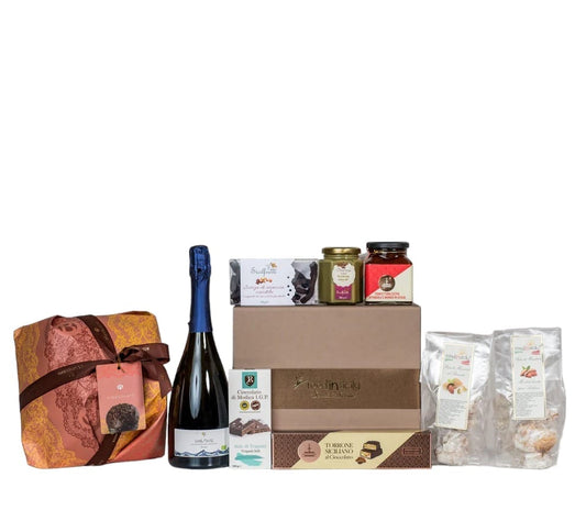 Confezione regalo natalizia "Noto" con 9 prodotti siciliani di alta qualità Confezione regalo natalizia Food in Sicily 