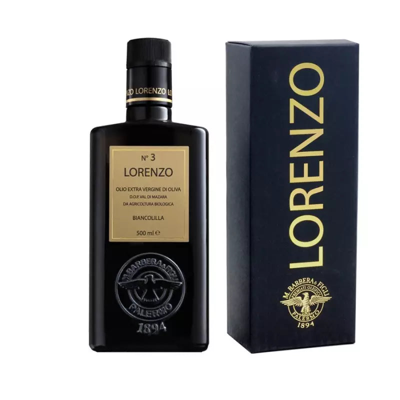 Confezione Regalo Olio Extravergine di Oliva Biologico LINEA LORENZO N. 3 D.O.P. "Val di Mazara" , 500 ml