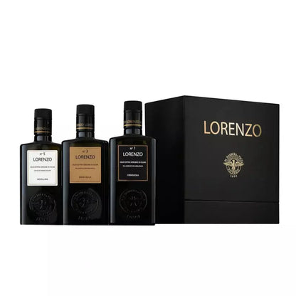 GIFT PACKAGE EXTRA VIRGIN OLIVE OIL OR THE THREE LORENZO BARBERA 500 ML x 3