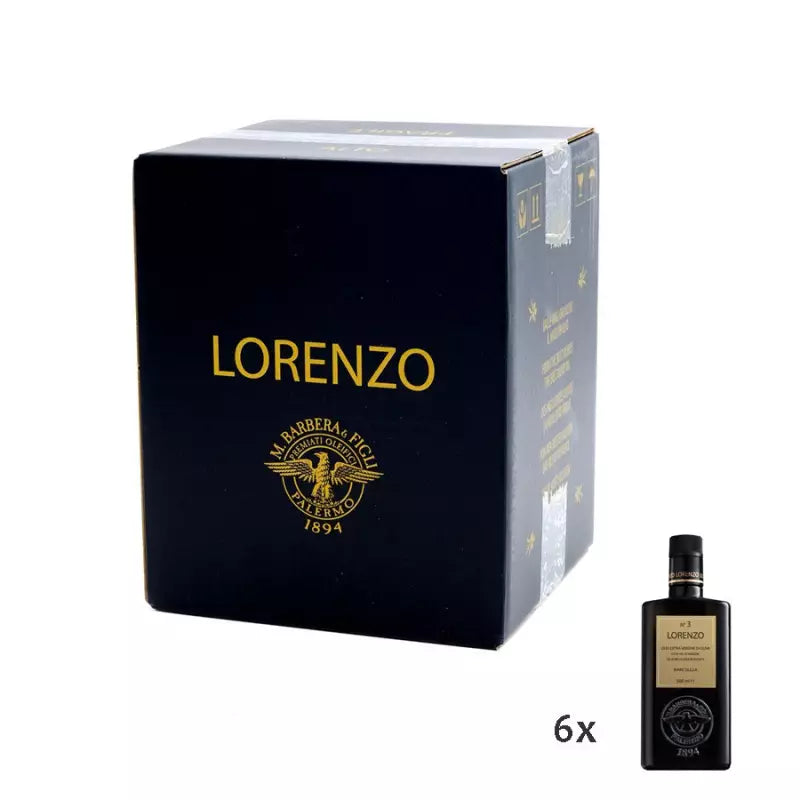 Confezione 6 Bottiblie Olio Extravergine di Oliva Biologico LINEA LORENZO N. 3 D.O.P. "Val di Mazara" , 500 ml x 6