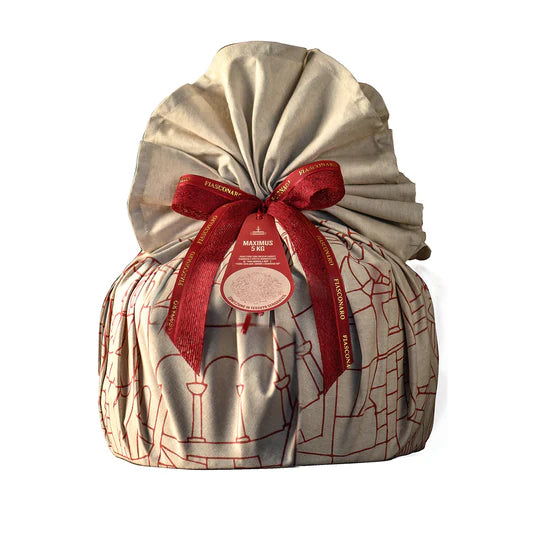 Panettone Fiasconaro Maximus con uvetta aromatizzata al Marsala e Zibibbo, varie grammature Fiasconaro Panettone Fiasconaro tradizionale Maximum con uvetta aromatizzata al Marsala e Zibibbo 5 Kg 