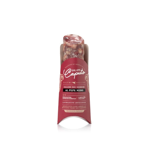 Salame dei Nebrodi al Pepe Nero, Salumi Caputo, 200 gr Salumi Salumi Lipari 