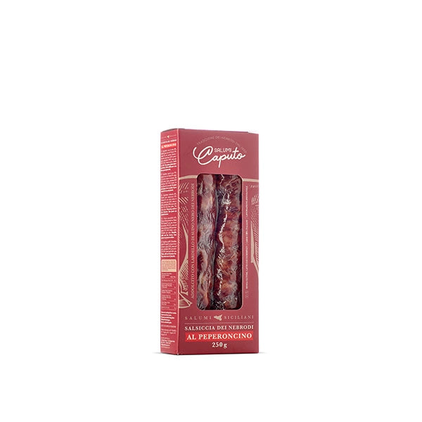 Salsiccia dei Nebrodi al Peperoncino, Salumi Caputo, 250 gr Salumi Salumi Lipari 