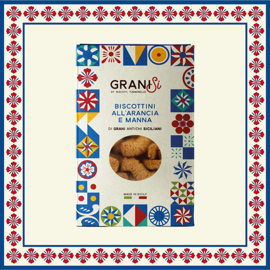 Sicilian biscuits of ancient wheat Timilia, with manna and orange peel, tumminello, 210 gr