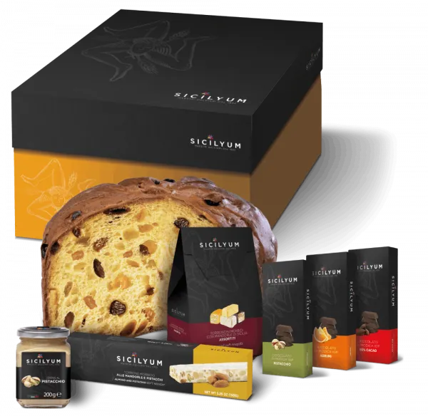 Confezione regalo natalizia "Classica" con 7 prodotti  siciliani di alta qualità, Sicilyum Food in Sicily