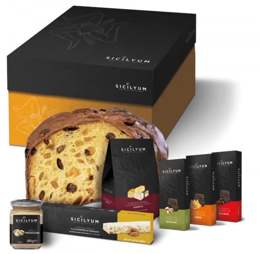Confezione regalo natalizia "Classica" con 7 prodotti  siciliani di alta qualità, Sicilyum Food in Sicily