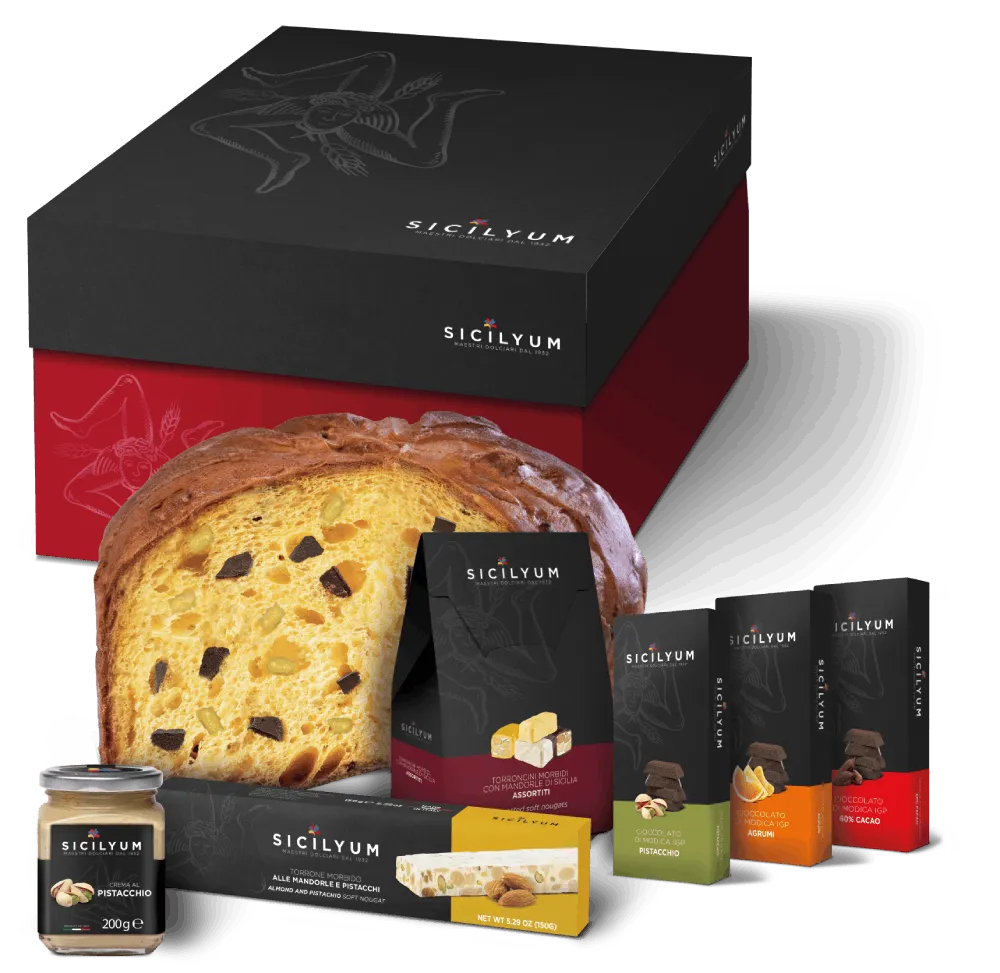 Confezione regalo natalizia "Goloseria" con 7 prodotti  siciliani di alta qualità, Sicilyum Food in Sicily