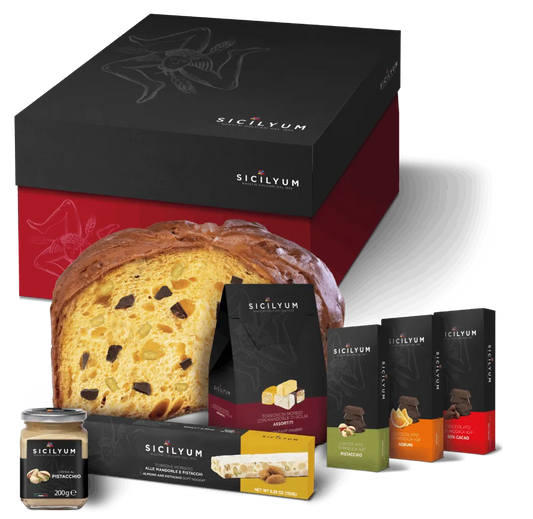 Confezione regalo natalizia "Goloseria" con 7 prodotti  siciliani di alta qualità, Sicilyum Food in Sicily