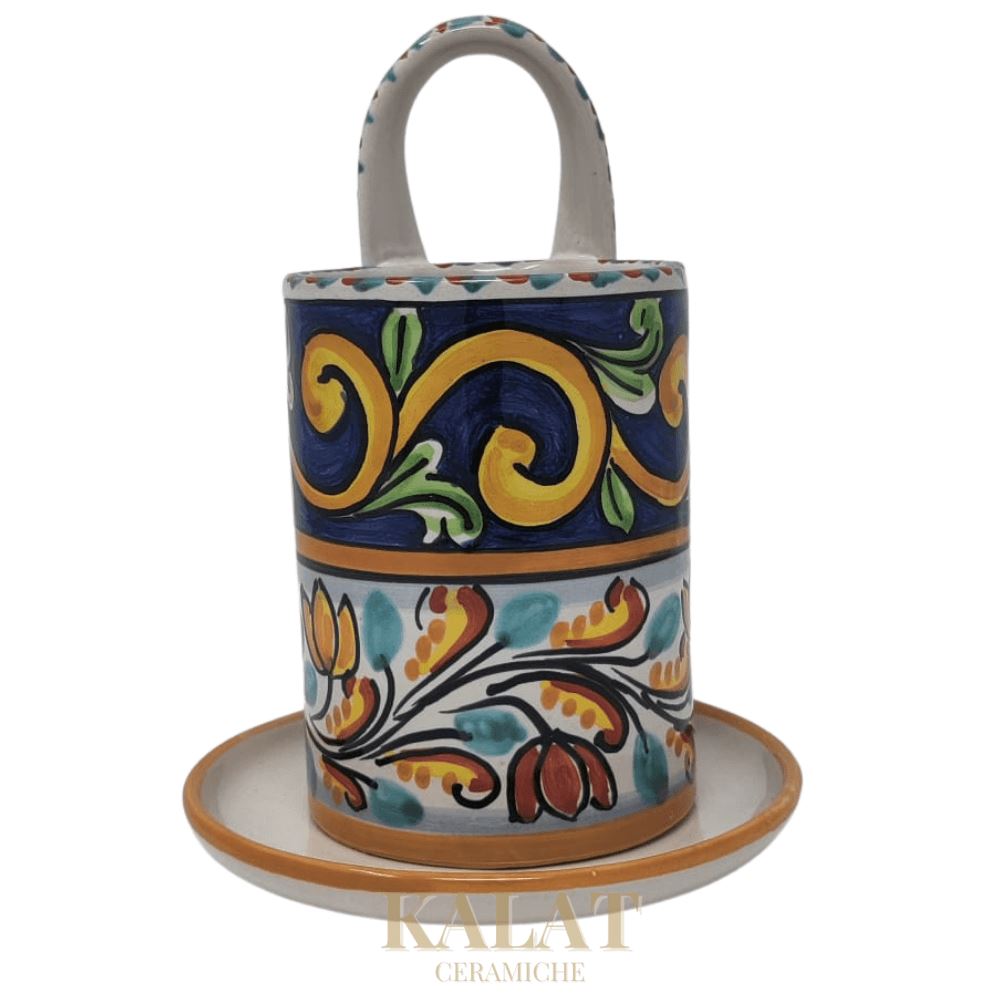 Cola Posate decorato a mano, Kalat Ceramiche, h 20 Ceramica Kalat Ceramiche 