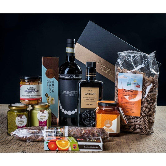 Confezione regalo "Taormina" con 10 prodotti tipici siciliani Confezione regalo Food in Sicily 