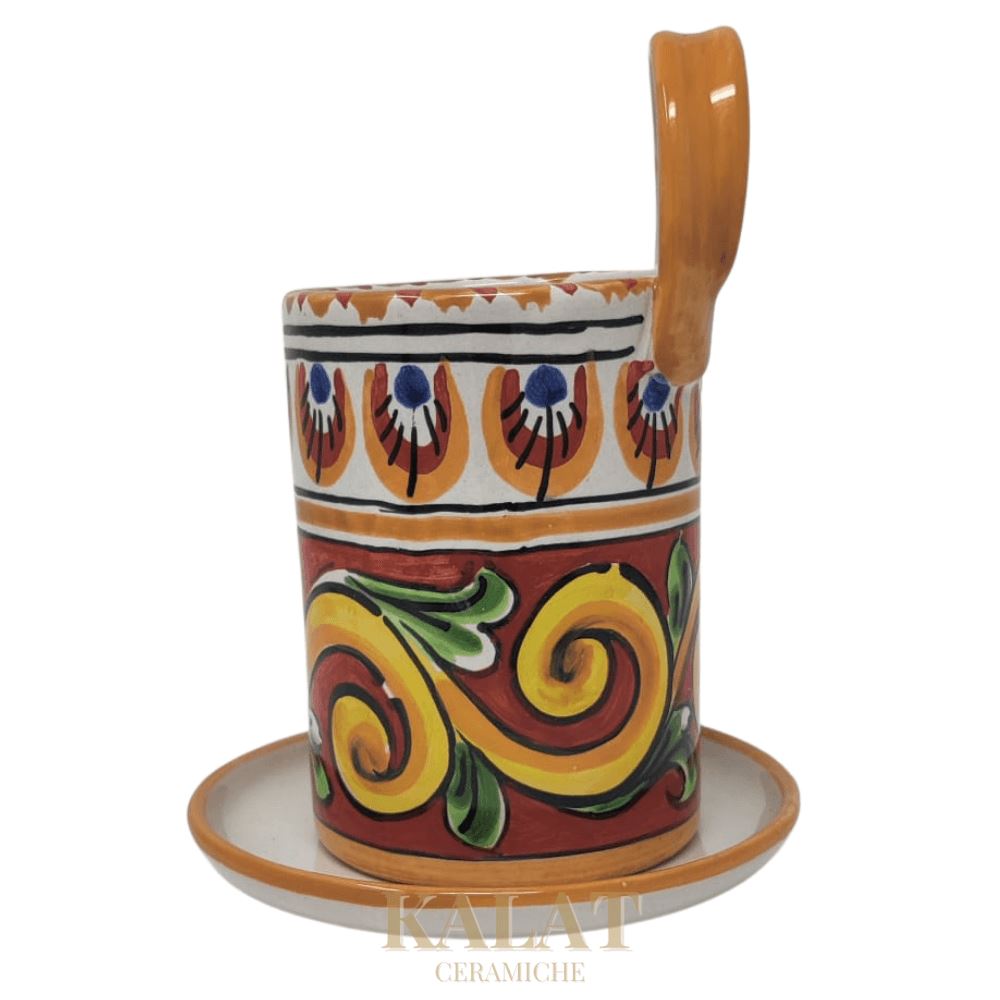 Cola Posate decorato a mano, Kalat Ceramiche, h 20 Ceramica Kalat Ceramiche 