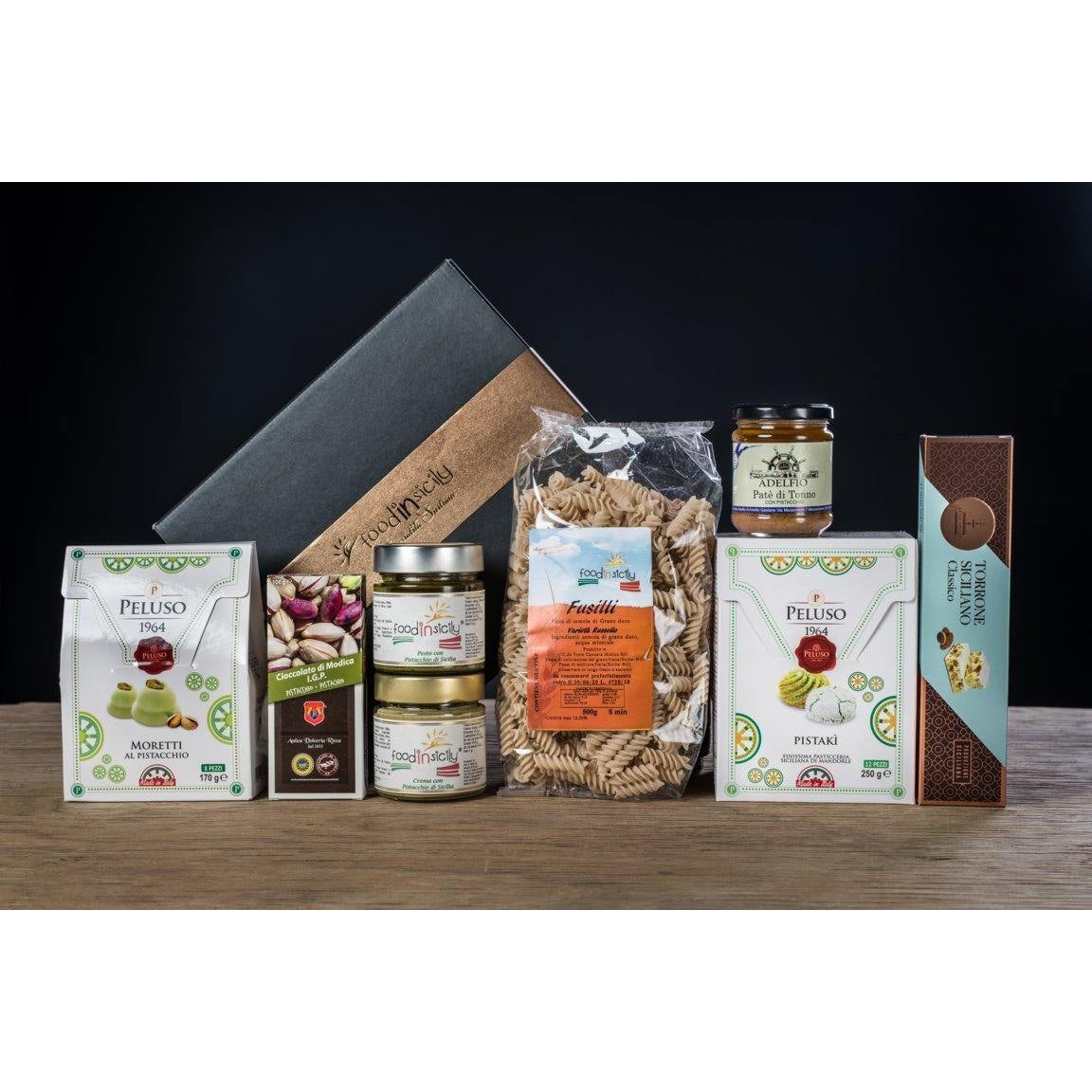 Confezione regalo "Bronte" con 8 prodotti tipici siciliani Confezione regalo Food in Sicily 