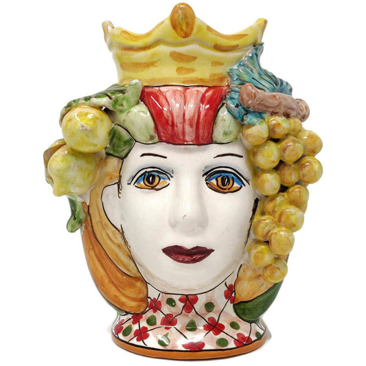 Testa di Moro in Ceramica artistica di Caltagirone, Donna, h 18 cm Ceramica Food in Sicily 